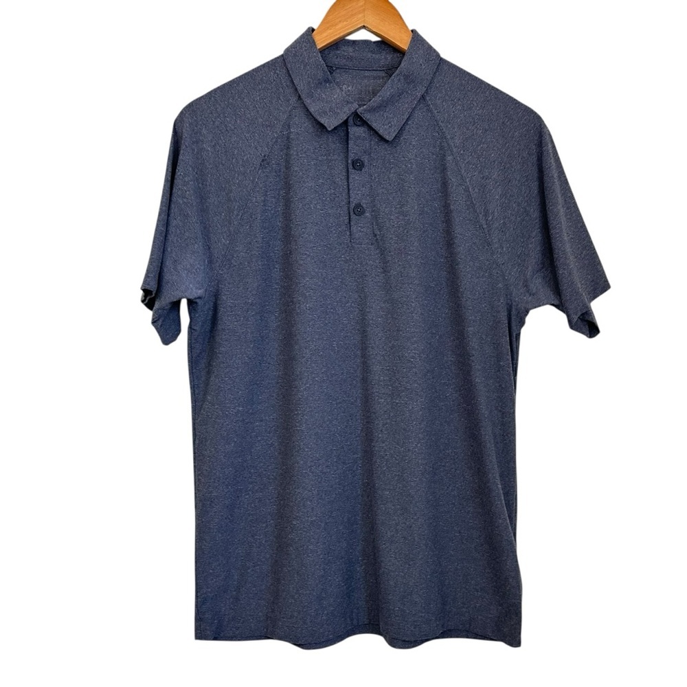 Rhone Mens Reign Performance Polo Shirt Sz Medium Blue Short Sleeve Golf